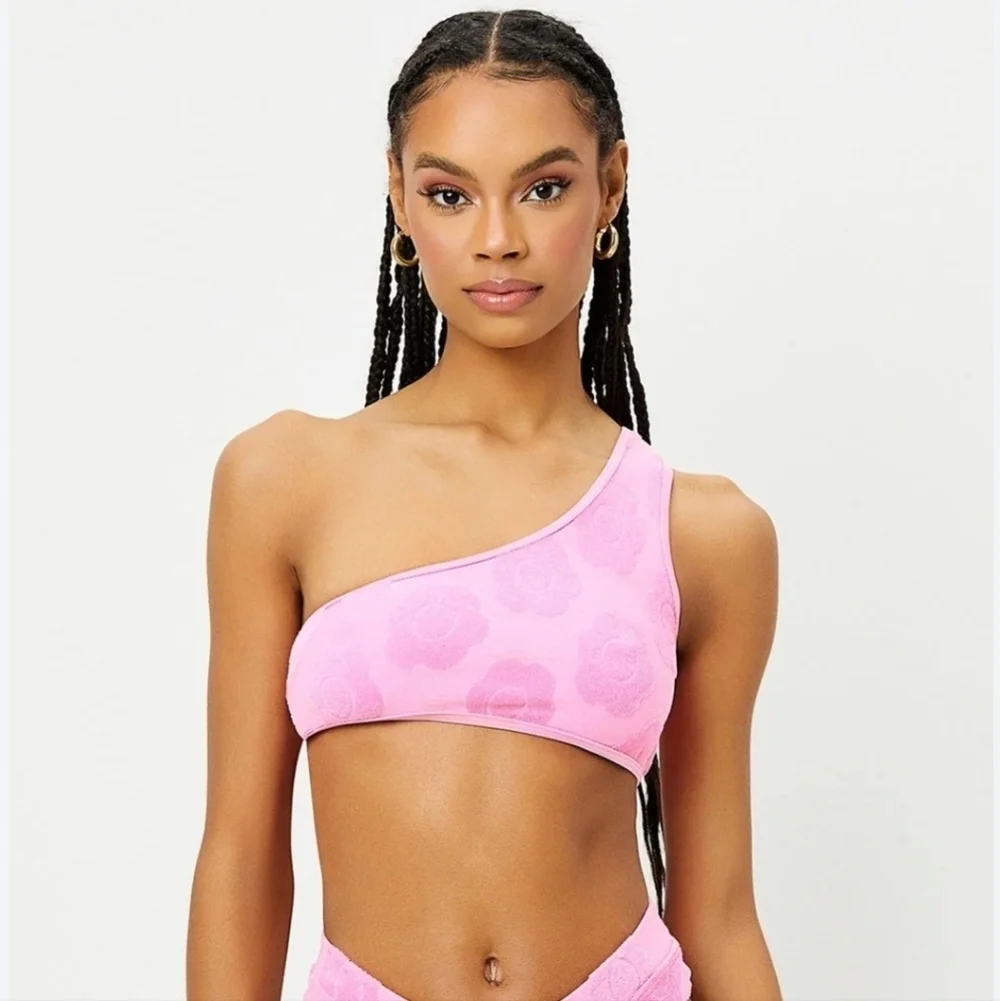 Frankies Bikini Pink Floral One-Shoulder Bikini Top